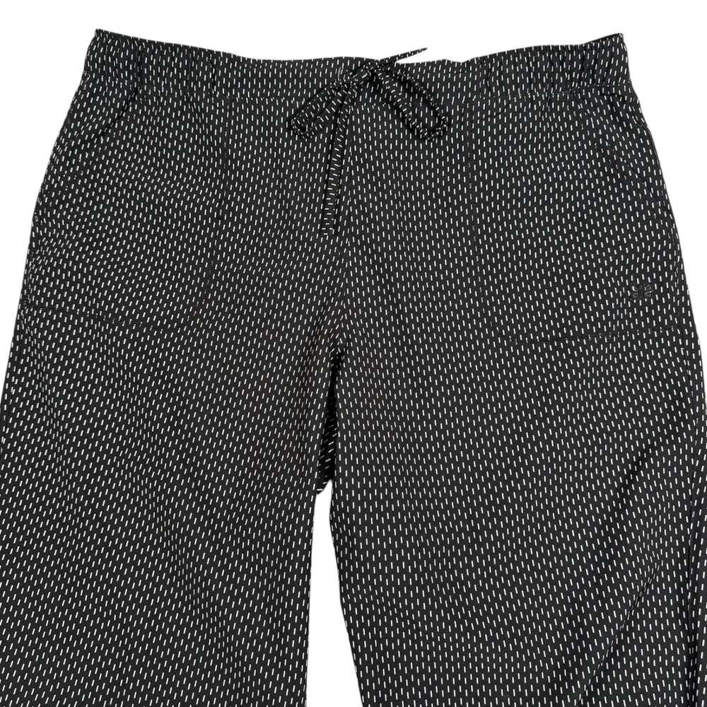 Albion Fit Jetsetter Jogger Pants Womens Large Black White Dash Print Ankle Zip